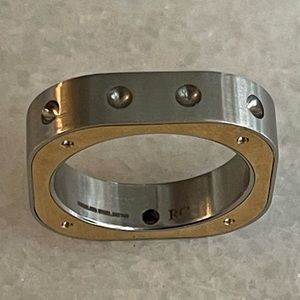 Roberto Coin Pois Moi Stainless Steel and 18k Rose Gold Band